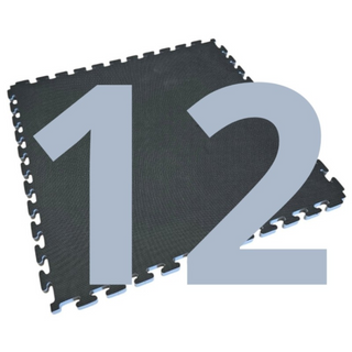 Kit 12 Tatami ad incastro Per Palestra 100x100x2 cm - Con Cornice Perimetrale - Tappetini Judo - Nero - Grigio