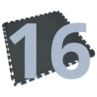 Kit 16 Tatami ad incastro Per Palestra 100x100x2 cm - Con Cornice Perimetrale - Tappetini Judo - Nero - Grigio