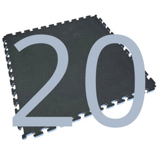 Kit 20 Tatami ad incastro Per Palestra 100x100x4 cm - Con Cornice Perimetrale - Tappetini Judo - Nero - Grigio