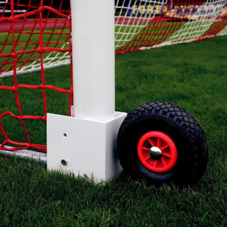 Coppia di ruote in gomma per porte calcio trasportabili in alluminio