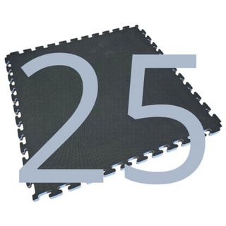 Kit 25 Tatami ad incastro Per Palestra 100x100x2 cm - Con Cornice Perimetrale - Tappetini Judo - Nero - Grigio