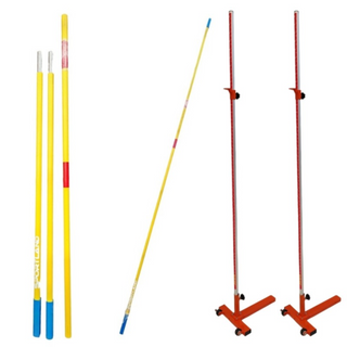 Kit salto in alto asticella da 4 mt e coppia di ritti da 30 a 220 cm