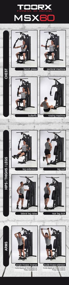 Stazione multifunzione Toorx Msx-60 pacco pesi 70 kg salvaspazio
