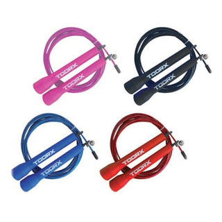 Corda da salto veloce in acciaio con manopole in plastica rosse Toorx