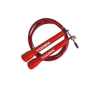 Corda da salto veloce in acciaio con manopole in plastica rosse Toorx