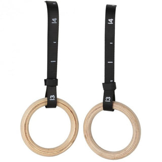 Coppia anelli da ginnastica in legno di faggio con cinghie nylon regolabili Toorx