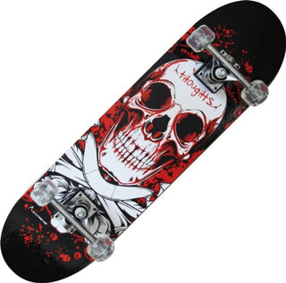 Skateboard Nextreme Tribe Pro Bloody Skull tavola nera e ruote trasparenti