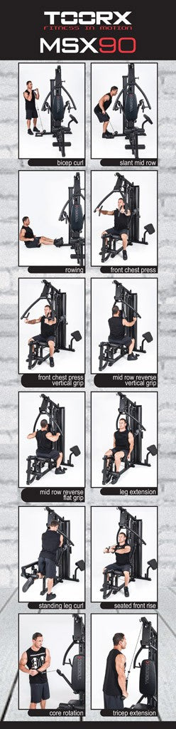 Stazione multifunzione Toorx Msx-90 pacco pesi 102 kg con doppio cavo libero e pressa gambe regolabile