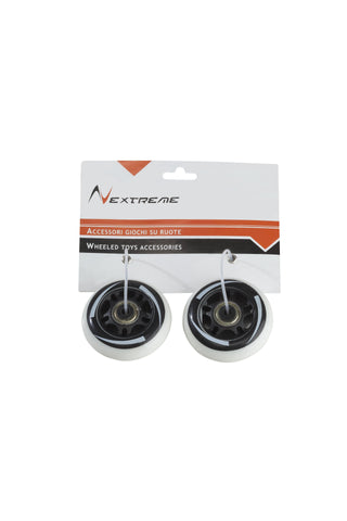 Coppia ruote bianche diametro 70 mm PU con cuscinetti ABEC7 e luci di sicurezza per pattini in linea Nextreme